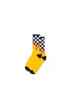VANS FLAME CHECK CREW (6.5-9, 1P) - BLACK-WHITE CHECK-FLAME