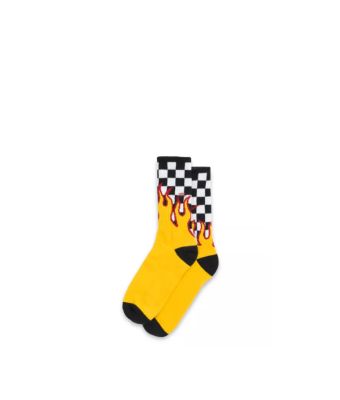 VANS FLAME CHECK CREW (6.5-9, 1P) - BLACK-WHITE CHECK-FLAME