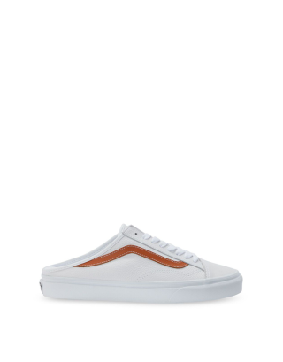 VANS STYLE 36 MULE - ( LEATHER ) TRUE WHITE / BOMBAY BROWN